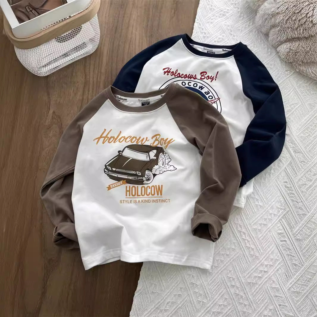 Children's T-shirts, small children's base shirts, boys' long-sleeved shirts, girls' round neck tops, versatile, spring and autumn sweatshirts, tides