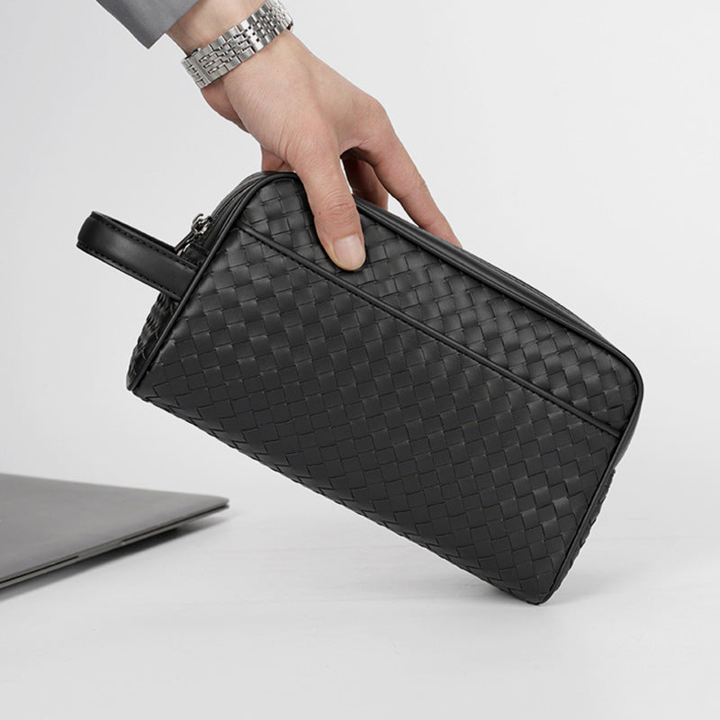 Men's bag new men's clutch bag hand-woven toiletry bag double zipper grip bag cross-border spot wholesale