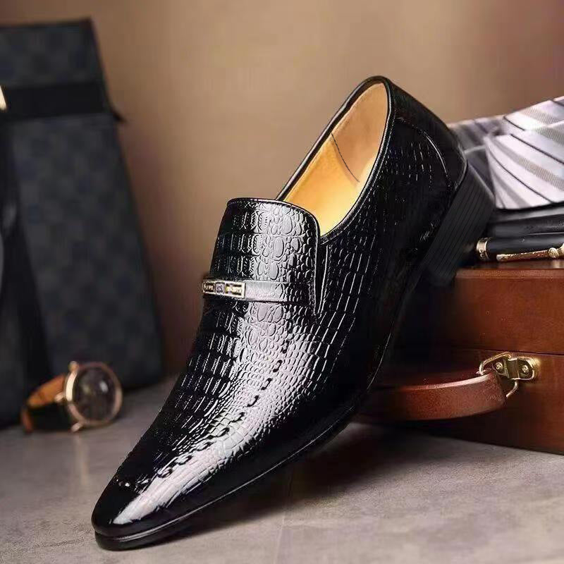 Aofu Shoes 3195 Imitation Crocodile Men's Leather Shoes Plus Size Low Top Men's Casual Shoes Embossed Leather Shoes