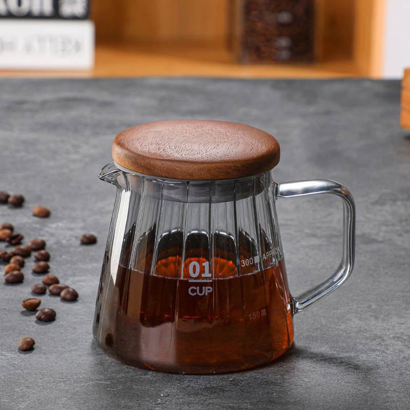 [Soot 2nd Generation Striped Coffee Pot] Spot Blown Glass Sharing Pot Set Electroplated Smoke Gray Hand Poured Pot