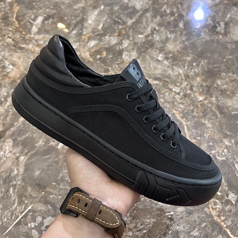 New casual sports board shoes men's round toe ultra-light thick sole clear color lycra breathable mesh shoes men's shoes trendy