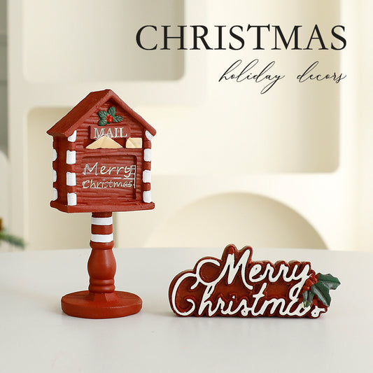 Amazon Christmas Envelope Small Ornaments European Christmas Scene Arrangement Resin Christmas Tree Decorative Ornaments