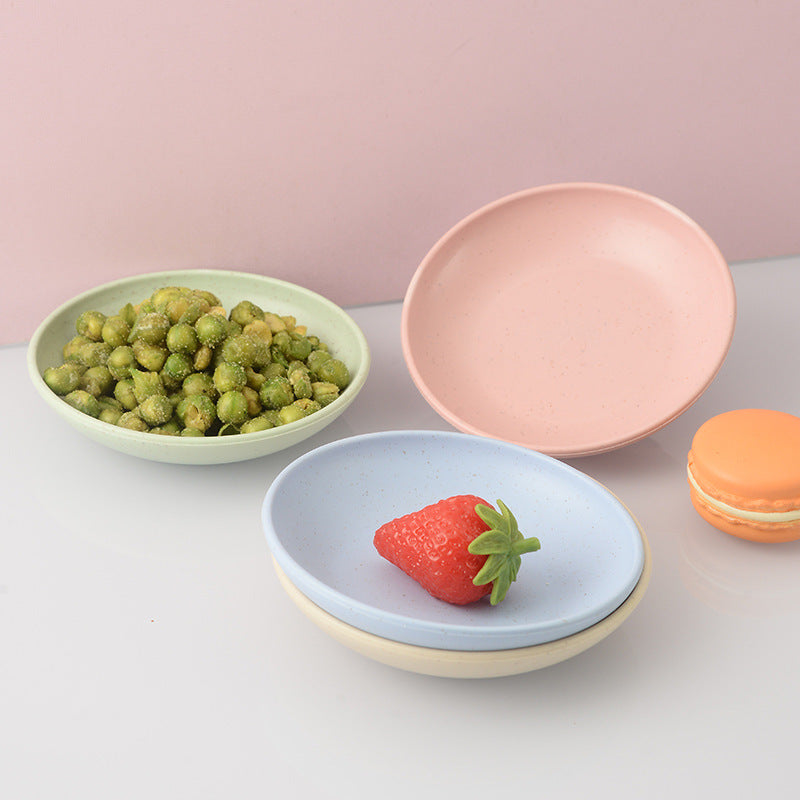 Cross-border wheat straw 10cm coarse salt plate round plate seasoning plate snack sauce vinegar plate bone spitting plate