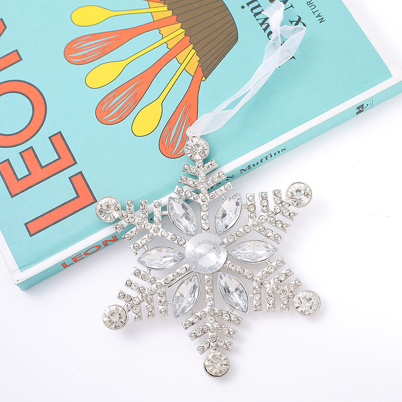 Cross-border new Christmas tree decoration Christmas metal snowflake pendant creative new rhinestone snowflake Christmas ornament