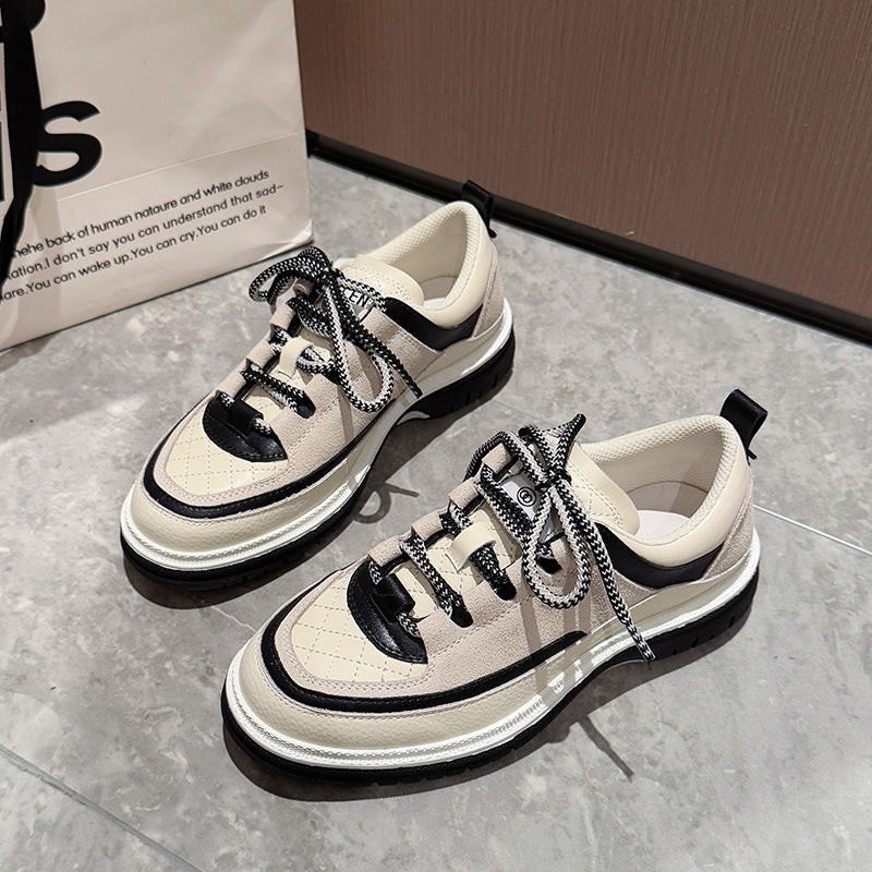 Little Fragrance Wind Thick-soled Panda Daddy Shoes Women's 2025 Spring New Fashion Heightened Sneakers Casual Shoes Women's Versatile