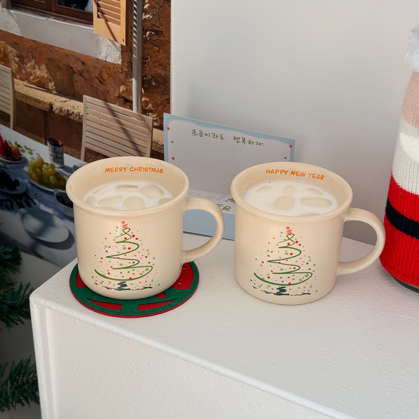 2024 New Christmas Mug Cute Coffee Mug Christmas Tree Ceramic Water Cup Christmas Gift Mug Couple Mug