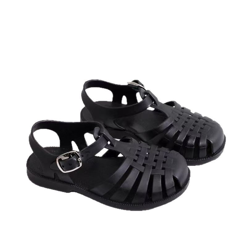Spring, summer, boys and girls, Roman toe sandals, soft soles, hollow shoes, flat shoes, jelly shoes, baby toddlers