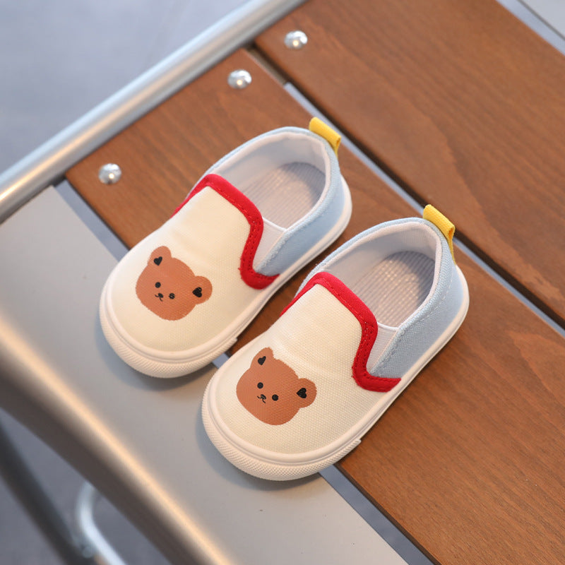 Children's canvas shoes spring and autumn new one-foot slip-on cartoon boys and girls light soft-soled shoes non-slip children's shoes