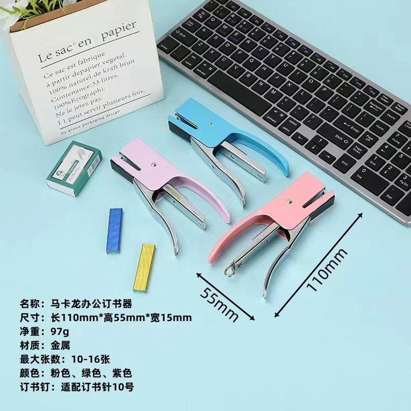 Manufacturer: Macaron colored metal hand holding stapler No. 10 labor-saving packaging machine small office binder