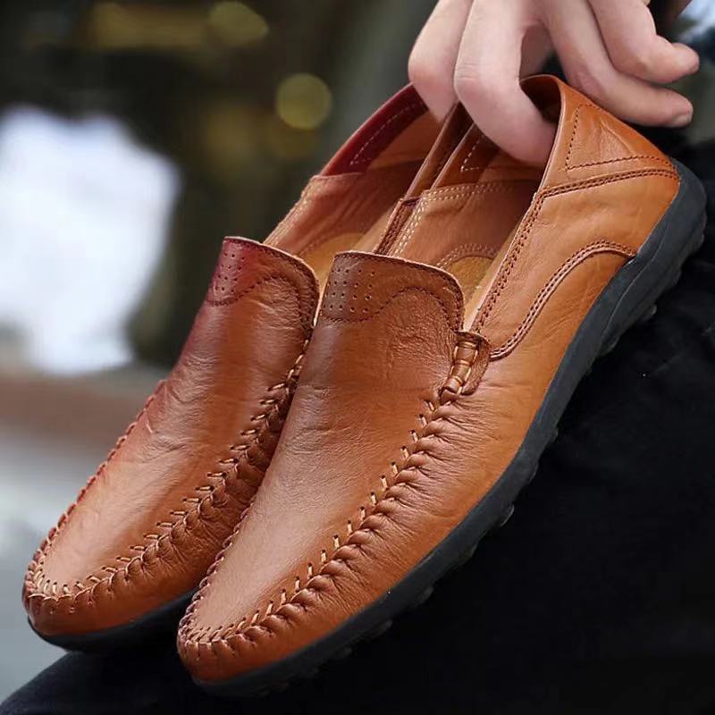 2025 Spring Men's Casual Leather Shoes New Fashion Men's Leather Shoes One Foot Peans Shoes Wholesale Trend Men's Shoes