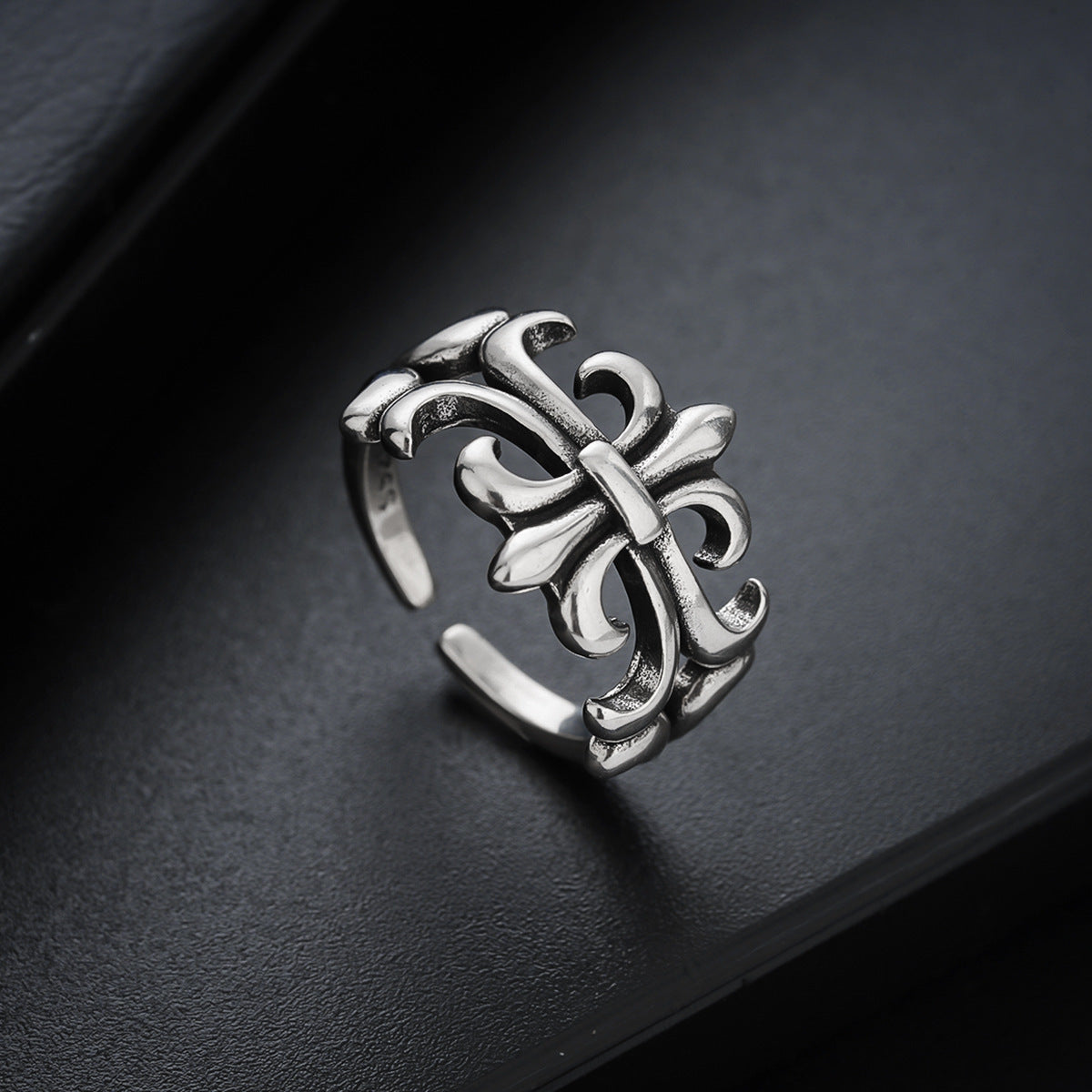 European and American distressed vintage cross rings, men's openings, adjustable and versatile rings, women's hip-hop design jewelry