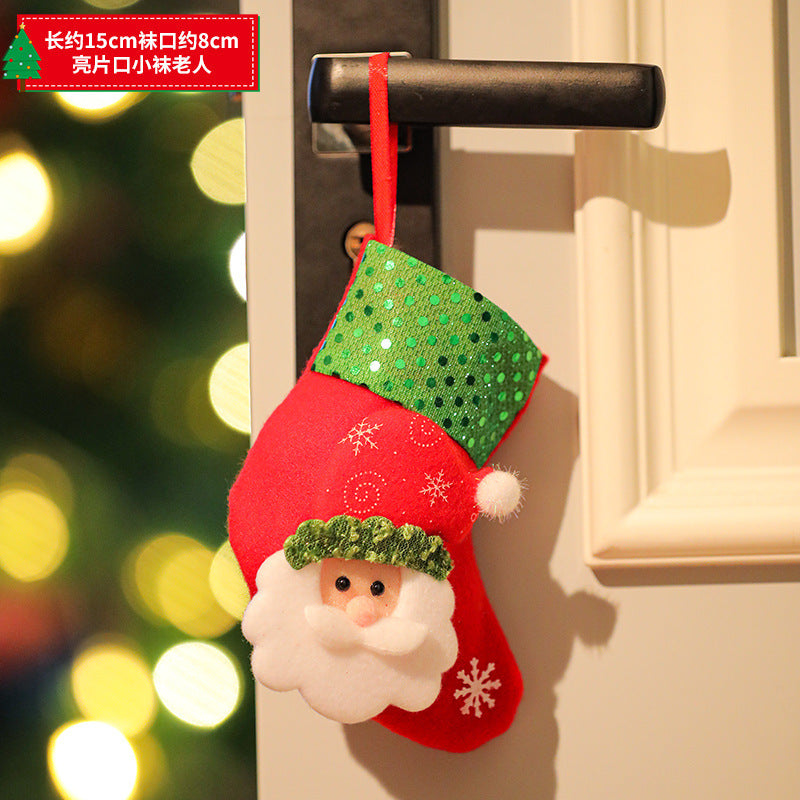 New Christmas decoration Christmas Eve Christmas stocking pendant gift Santa Claus kids Christmas gift bag wholesale