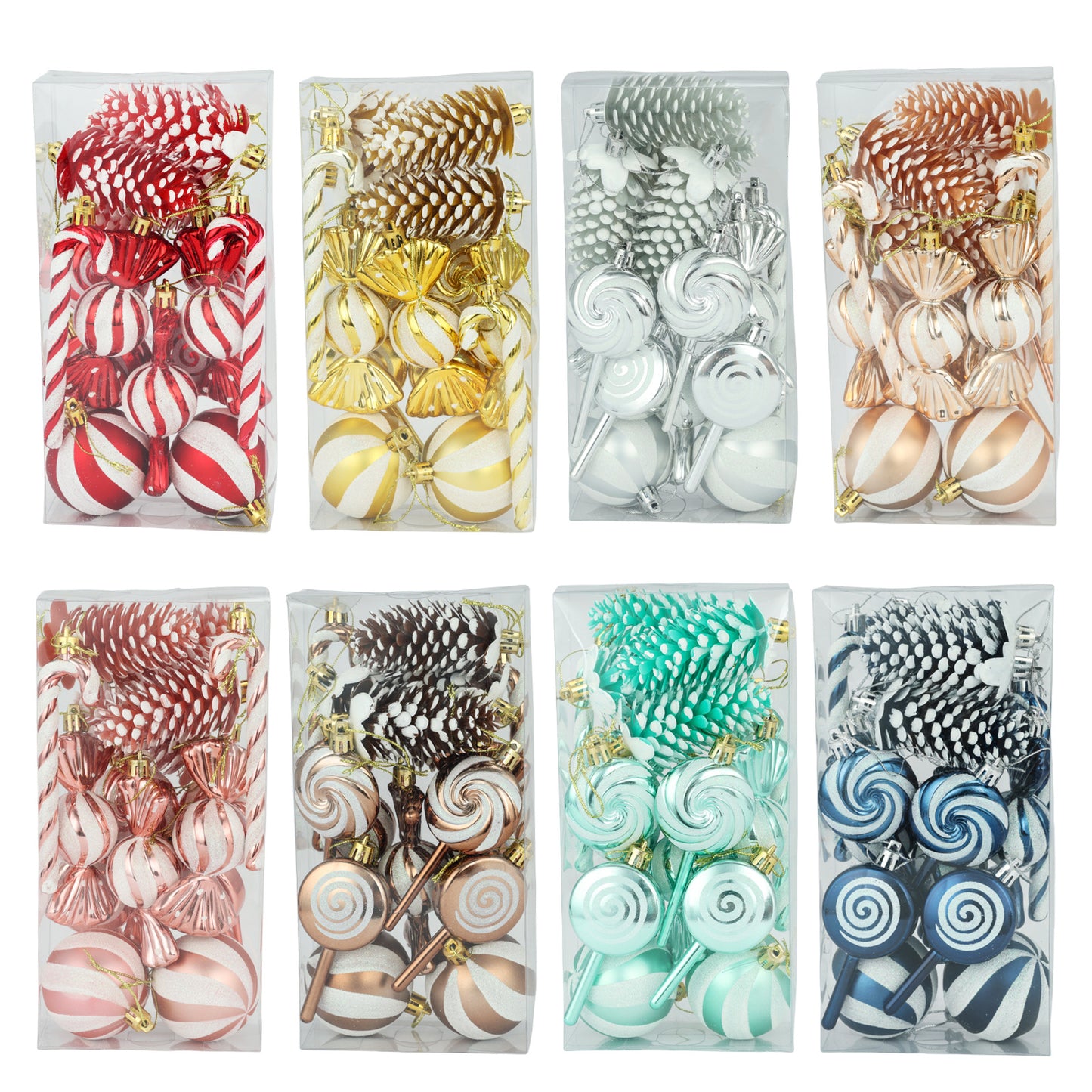 6cm 15 Piece Set Christmas Set Christmas Ball Pine Cone Lollipop Candy Christmas Tree Pendant Christmas Gift Festival