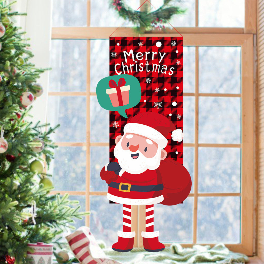 Cross-border classic plaid Christmas flag decoration couplet lantern elf family restaurant KTV shopping mall holiday decoration