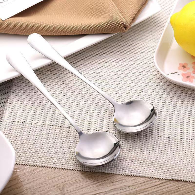 Western Spoon Large Thickened Long Handle Stainless Steel Spoon Thickened Food Grade Dinner Spoon Household Stainless Steel Spoon Wholesale