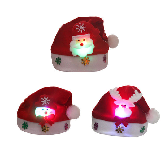 Christmas Glow Christmas Hat Adult Kids Cartoon Hat Snowman Hat for Old Man Christmas Small Gift Party Decoration