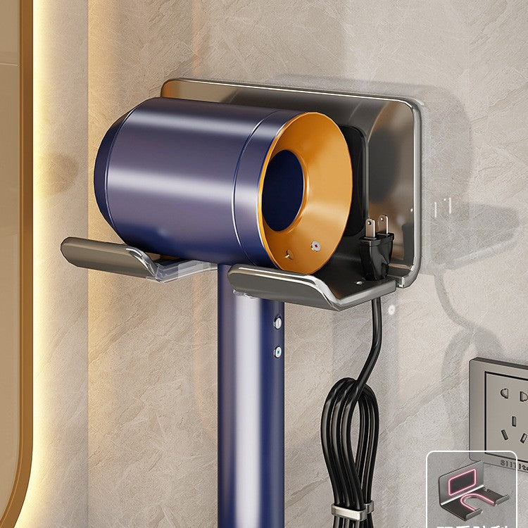 Hair dryer rack free punching bathroom hair dryer hanger bathroom wall-mounted hair dryer bracket storage artifact