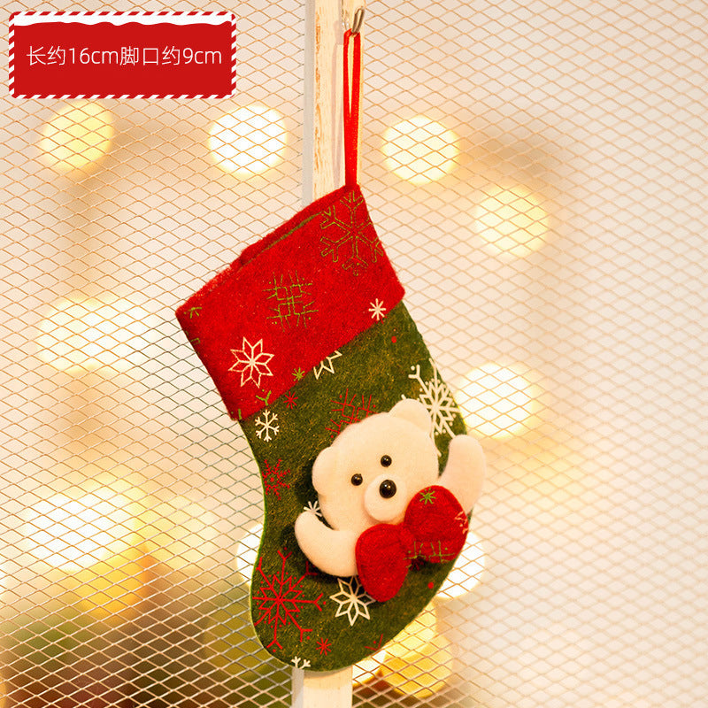 New Christmas decoration Christmas Eve Christmas stocking pendant gift Santa Claus kids Christmas gift bag wholesale