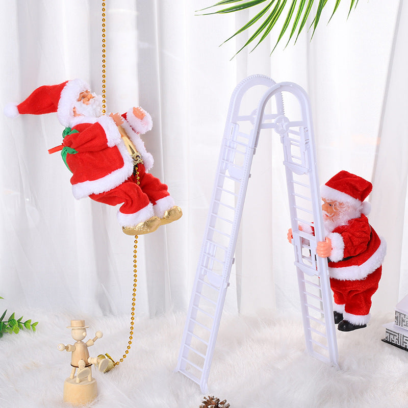Climbing beads Santa music electric doll climbing rope old man Christmas gift gift Christmas decorations