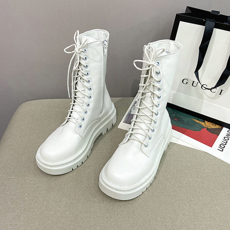 Z35-43 Plus Size Women's Shoes Internet Red Handsome Martin Boots Women's British Wind Medium Thin Boots 41 Thin Biker Boots 4