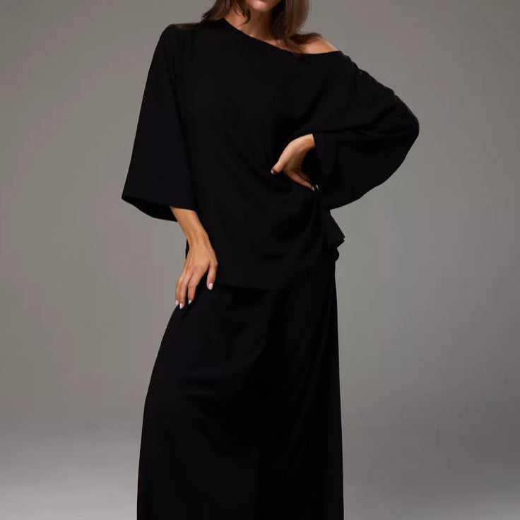 Комплект spot cross-border French minimalist style laid-back casual loose top trousers women's suit