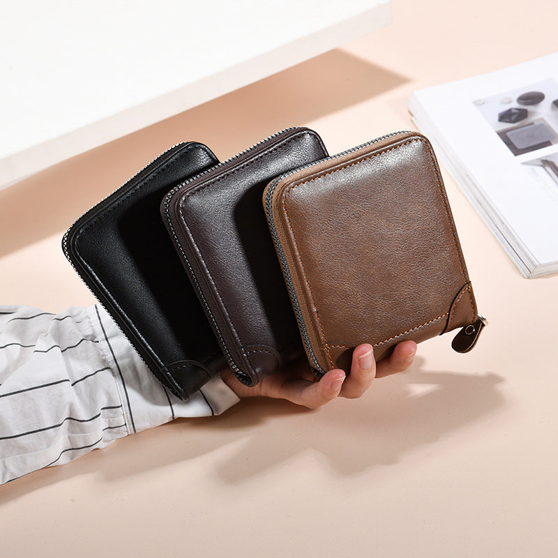 European and American business men's short wallet multi-functional classic fashion trend clip full material men's multi-card coin purse