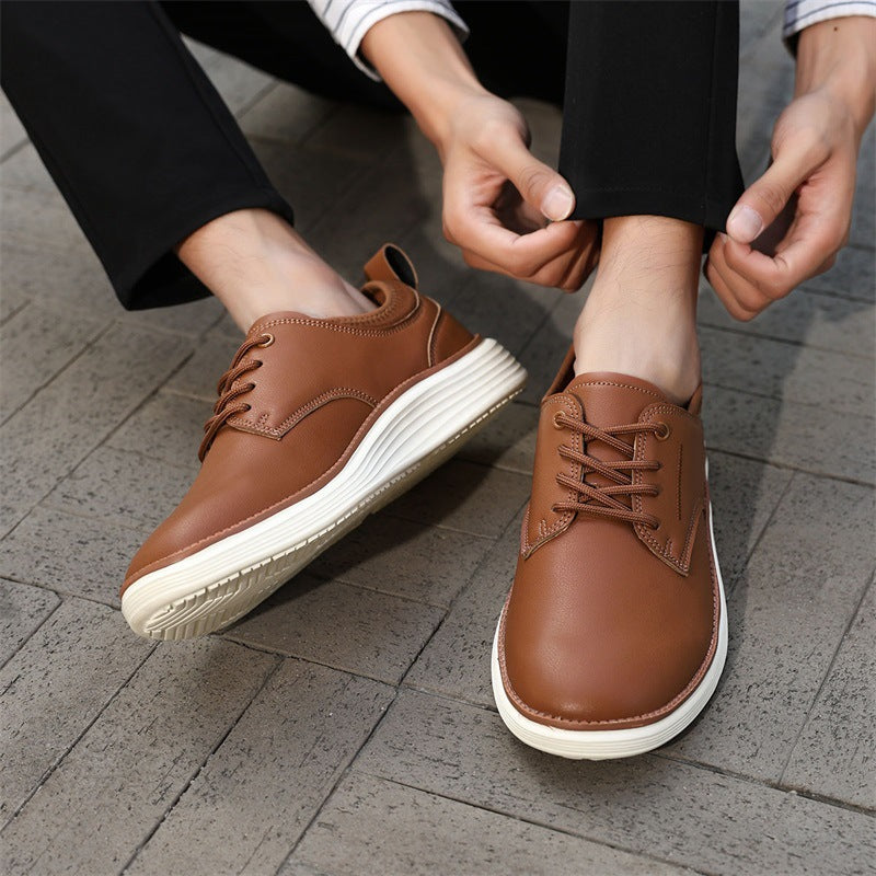 2025 cross-border explosive plus size 47 leather British versatile business casual leather shoes lightweight soft-soled hairstylist men's shoes