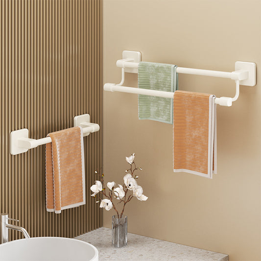 Cream wind towel rod non-perforated toilet wall mounted double rod split level toilet bathroom hanger suction cup towel rack