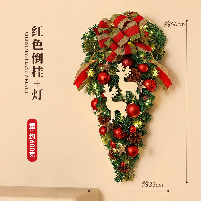 Christmas Christmas decoration wall luminous Christmas tree Christmas ornament pendant pine cone rattan pendant