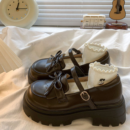 Loafer college style skirt cute and versatile single shoes 2025 new spring and autumn thick heel thick sole to increase the height of small leather shoes for women