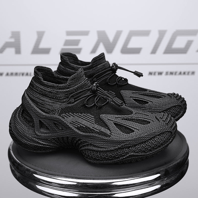 2025 Summer and Autumn New Men's Shoes Mesh Breathable Men's Shoes Personality Trend Flying Woven Shoes Men's Live Broadcast Trendy Shoes Wholesale