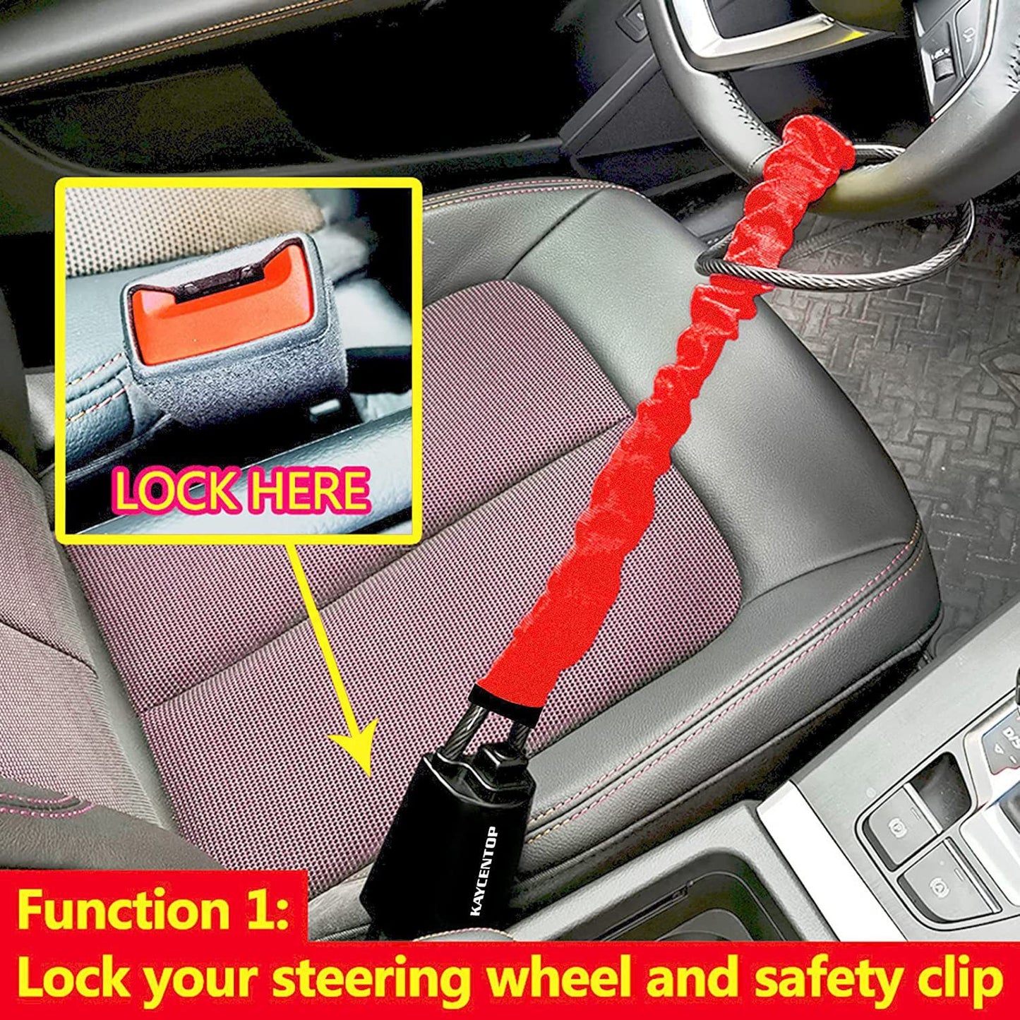 Car Steering Wheel Anti-theft Lock, Car Anti-theft Lock, Seat Belt Buckle Lock, Retractable Steel Cable Lock, Wire Rope Lock