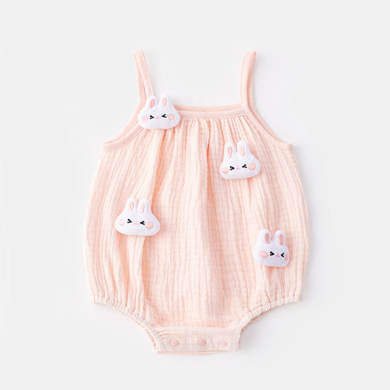 2025 summer new crawling clothes baby small sling thin onesie 5215 newborn baby girl mushroom wrap fart suit