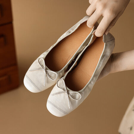 Sheepskin giant soft and comfortable two types of high-heeled French ballet shoes, soft-soled soft-side shoes, women's shoes, versatile single shoes