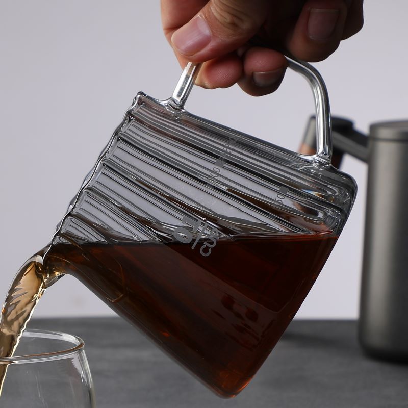 [Soot 2nd Generation Striped Coffee Pot] Spot Blown Glass Sharing Pot Set Electroplated Smoke Gray Hand Poured Pot