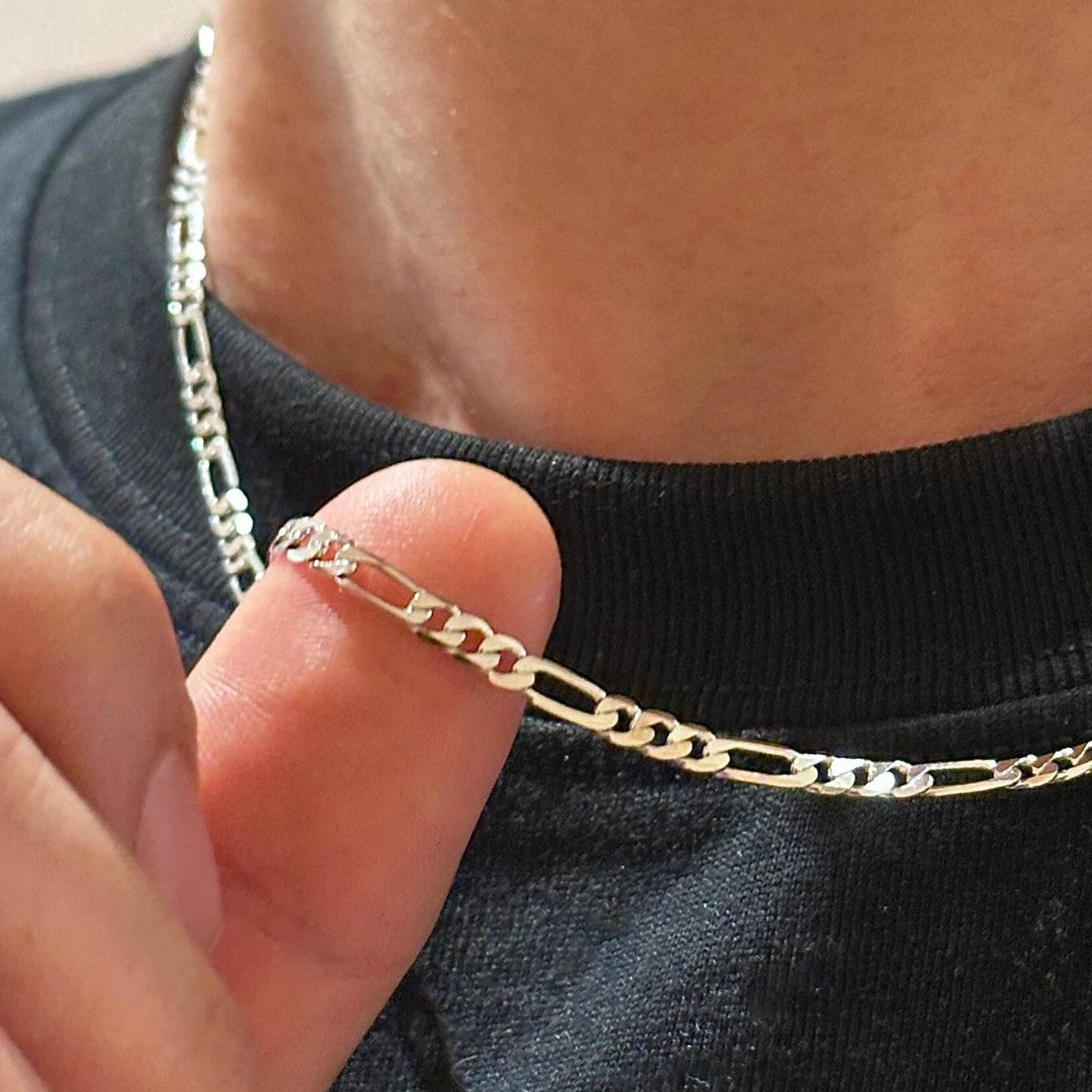 Stainless steel Cuban chain, Figaro necklace, men's fashion trend, titanium steel, 3:1NK chain, cross-border trend, versatile
