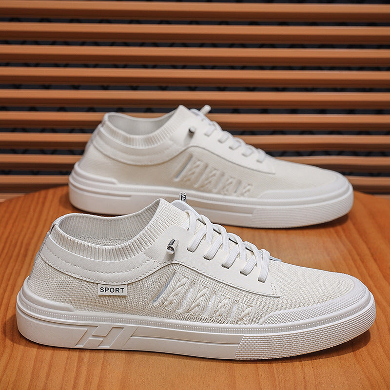 Summer men's shoes new breathable canvas shoes men's Korean version trendy versatile flying woven mesh athleisure board shoes men