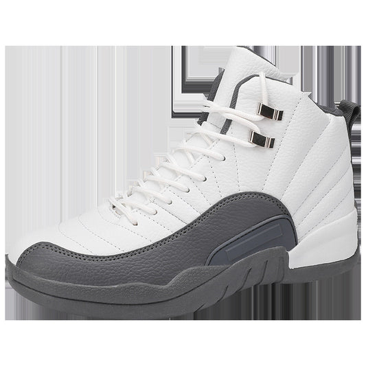 Winter men's white high-top sports microfiber round toe front lace-up viscose sneakers in stock