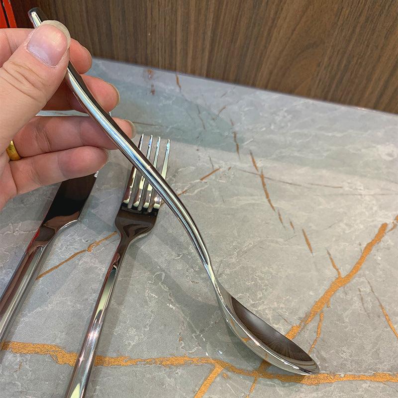 Hong Kong-style solid high-end hotel restaurant home steak knife, fork and spoon home tableware Western food set restaurant three-piece set