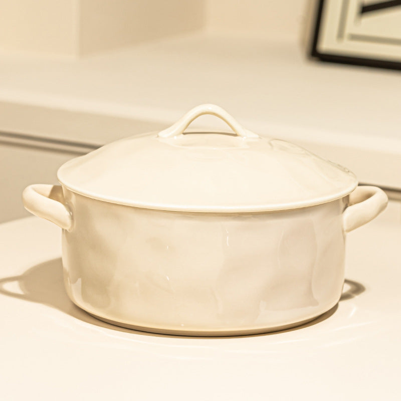 Binaural soup bowl household big bowl with lid high-quality deep noodle bowl soup pot large ceramic drink soup soup 2023 new