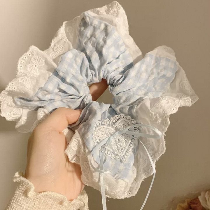 New Chinese blended style square scarf large intestine scrunchie women's large high-end square headband low ponytail hair tie hair accessory
