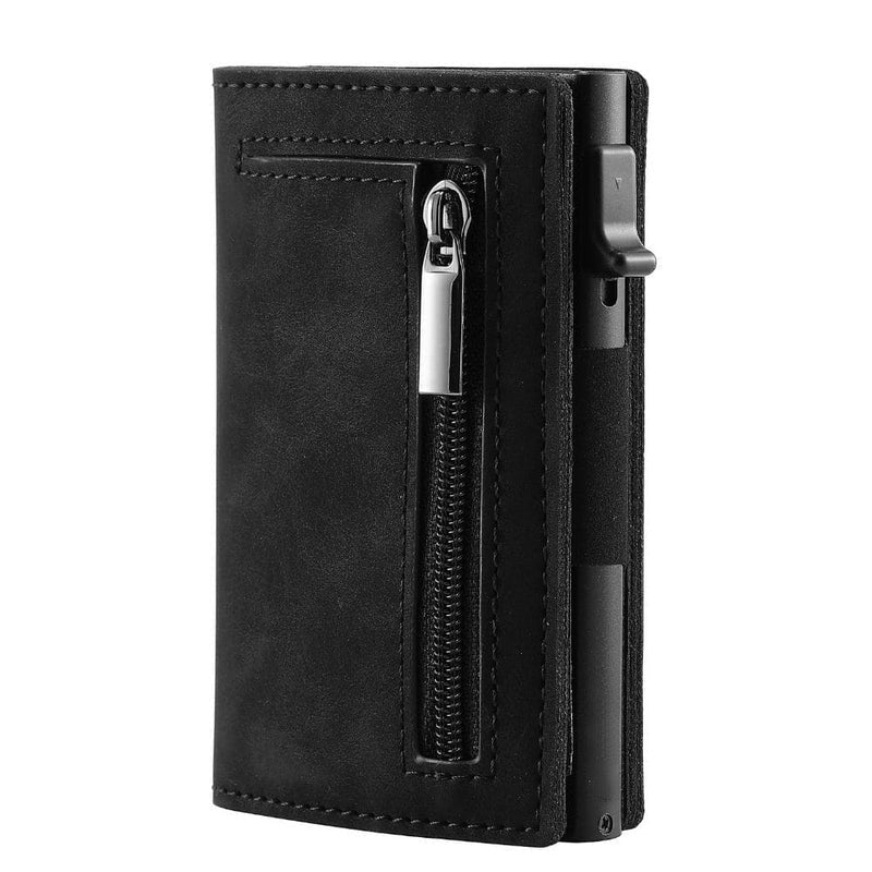 New Leather Men's Wallet Automatic Pop Up Credit Card Case Ultra-thin RFID Anti-Theft Card Case Metal Card Sleeve