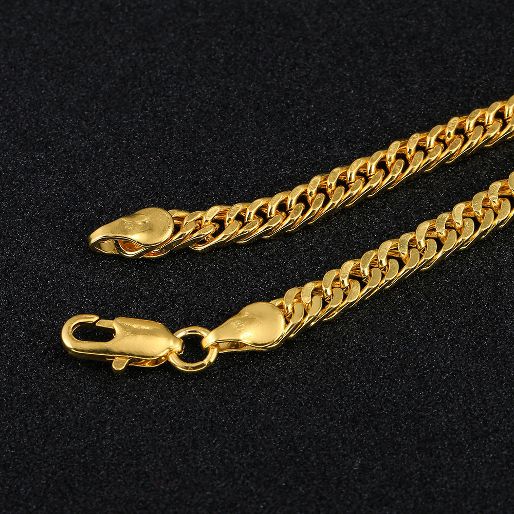 Xingqi's new cross-border multi-platform adaptation iron gold-plated wave necklace water wave chain men's long mesh design