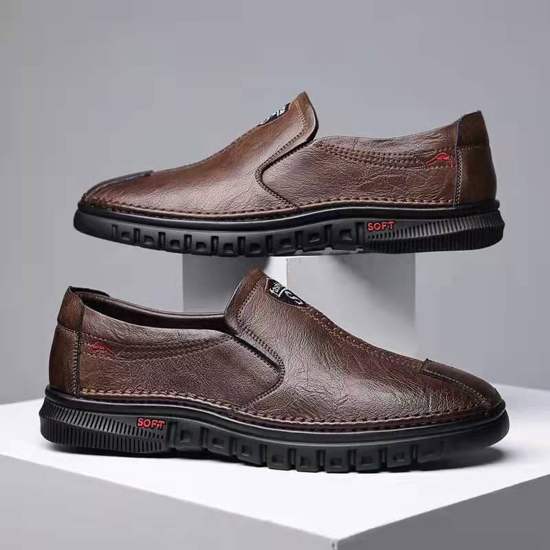 Foreign trade men's shoes spring and autumn men's leather shoes business shoes leather shoes men's leather soft sole middle-aged low-top casual shoes