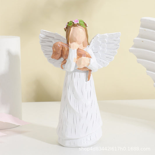 Outdoor Courtyard Home Home Ornaments European and American Style Creative Angel Resin Crafts Cute White Angel Ornaments