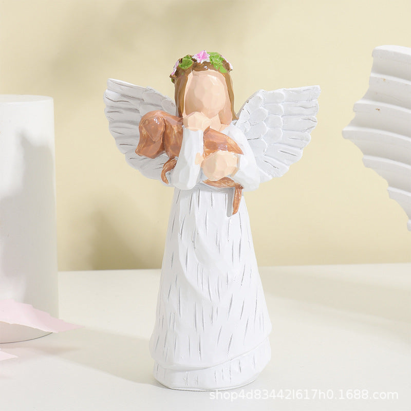 Outdoor Courtyard Home Home Ornaments European and American Style Creative Angel Resin Crafts Cute White Angel Ornaments