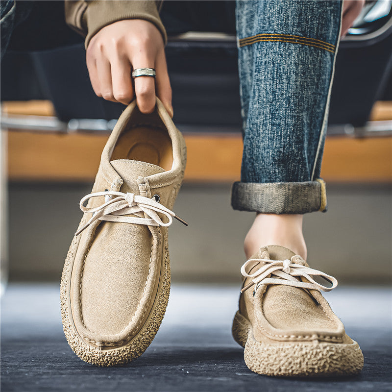 Suede men's shoes new summer thin British style low-top shoes men's work and driving casual leather shoes Y351