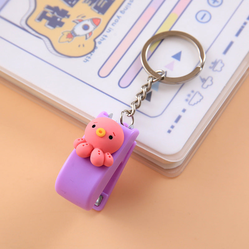 Creative cute cartoon mini stapler students carry keychain pendant small office binder wholesale