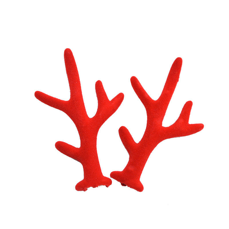 Artificial flocking antlers Christmas DIY hairpins hairpin headwear pair clip European and American headbands outfit cute accessories accessories