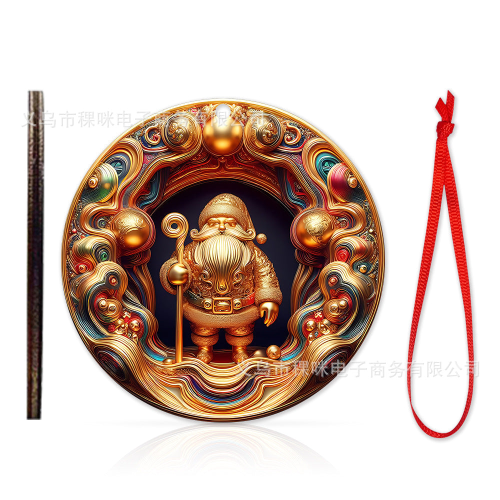 Cross border wooden pendant Christmas decoration Christmas tree hanging holiday craft wooden pendant cartoon gift